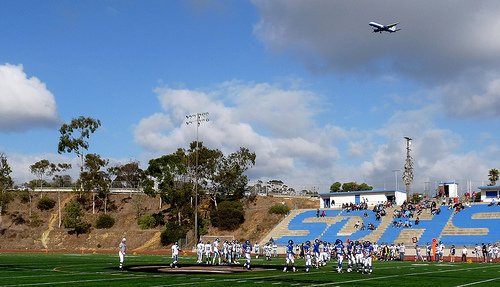San Diego’s stadium lies directly under the Lindbergh Field flight path