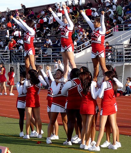 Hoover cheerleaders celebrate a Cardinals touchdown