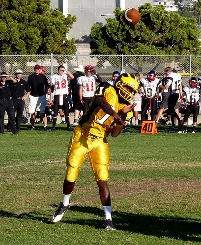 Mission Bay quarterback Nate Long fires a pass