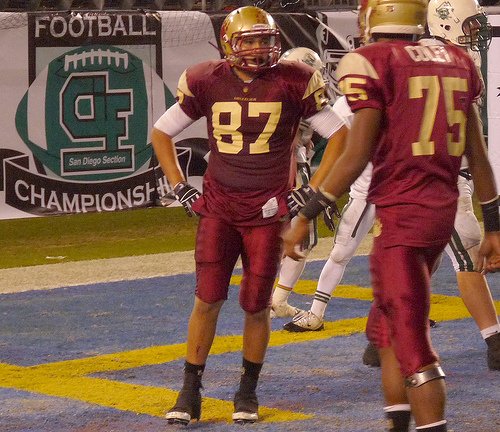 Mission Hills defensive lineman Anthony Lira less than thrilled about an Oceanside touchdown