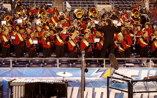 Vista’s band performs from the field section