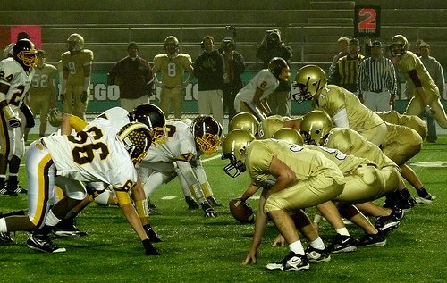 The Division V line of scrimmage between Francis Parker and Bishop’s