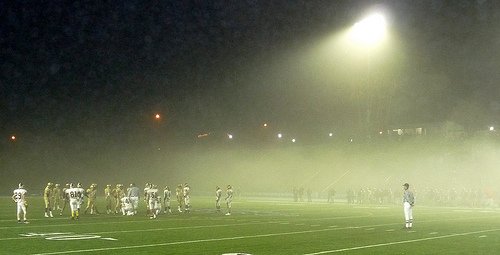 A thick blanket of fog rolled in during the fourth quarter of the Bishop’s-Francis Parker game