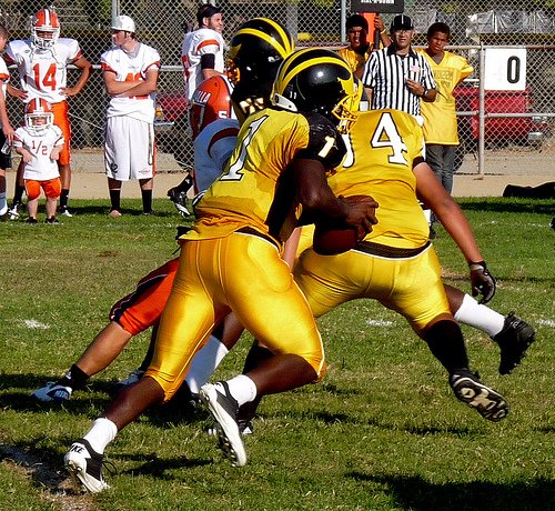Mission Bay quarterback Nate Long takes off upfield