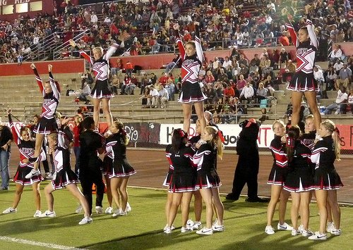 Vista cheerleaders celebrate a Panthers touchdown