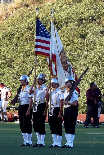 The Patrick Henry High School JROTC presented the colors during the national anthem