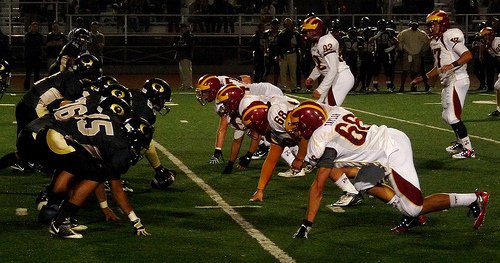 The line of scrimmage between the Olympian offense and the Torrey Pines defense