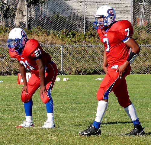 Crawford quarterback Jorge Perez (7) and running back No. 21 in the backfield
