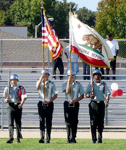 Members of Kearny’s Army JROTC program presented the colors before the game
