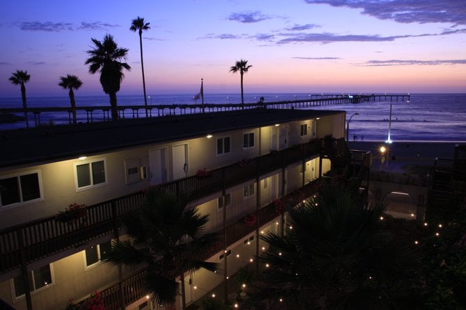 Twilight at the Ocean Beach Hotel.