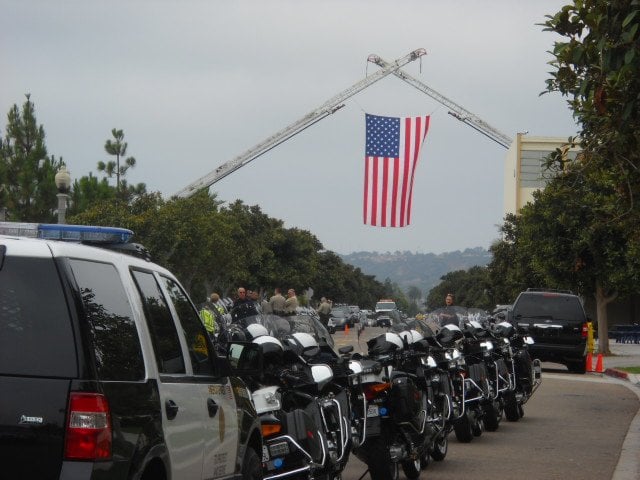 In front of the Rock Church at Memorial Service for Officer Jeremy Henwood.