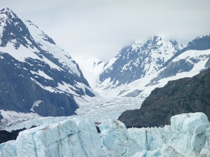 Tracing the origin of Margerie Glacier in Glacier Bay of southeast Alaska, June 2011. This 21-mile-long glacier extends all the way from the south slope of Mount Root at the Alaska-Canada border.