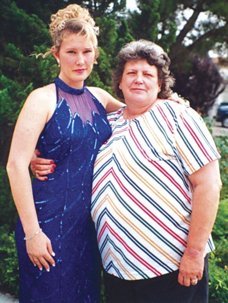 Brianna before her 1997 high school 
prom, with her grandmother.

