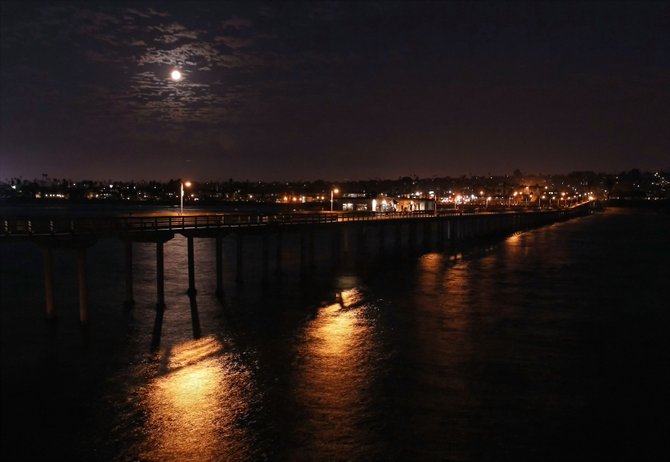 OB Pier at night under a full moon