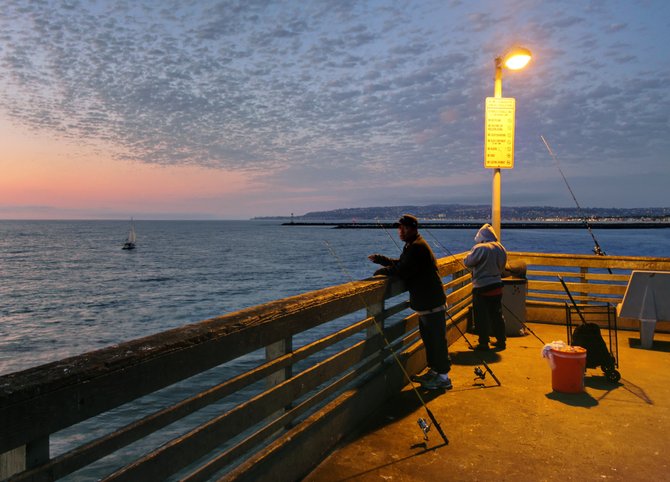 Fishing at sunset
