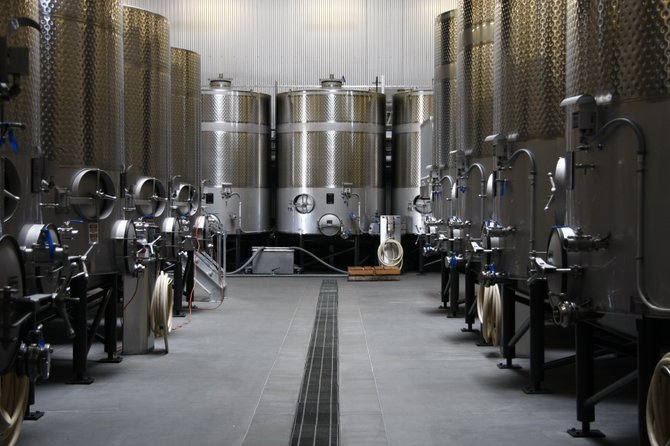 A very-clean back room at a Rutherford winery.