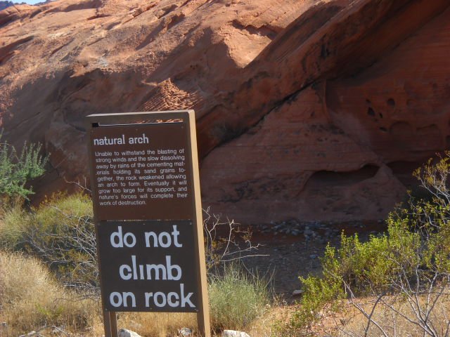 Only certain areas in Nevada's Valley of Fire State Park are set aside for rock climbing. This is not one of them!