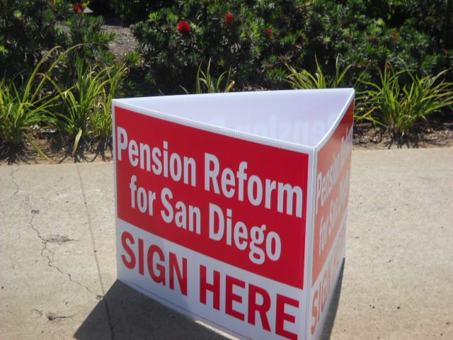 Pension Reform sign in Pt. Loma.