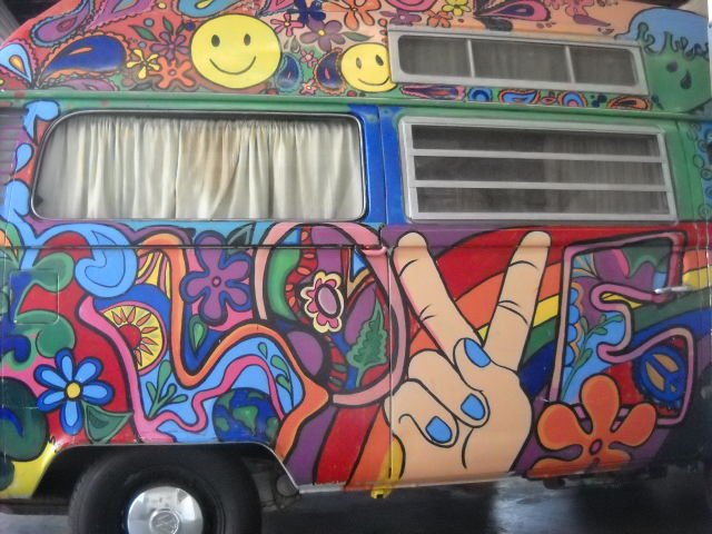 Peace and Love VW Van in Ocean Beach.