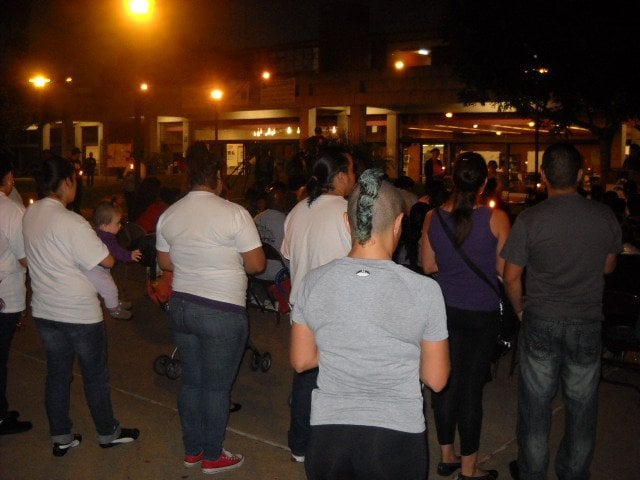 Mourners gather to remember Diana Gonzalez at City College.