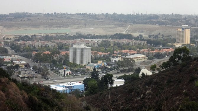 A shot of Mission Valley taken from Old Trolley Barn Park on Adams Ave. in University Heights.