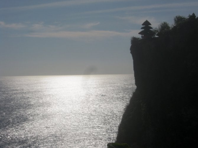 The Ulu Watu Temple in Bali as dusk nears.