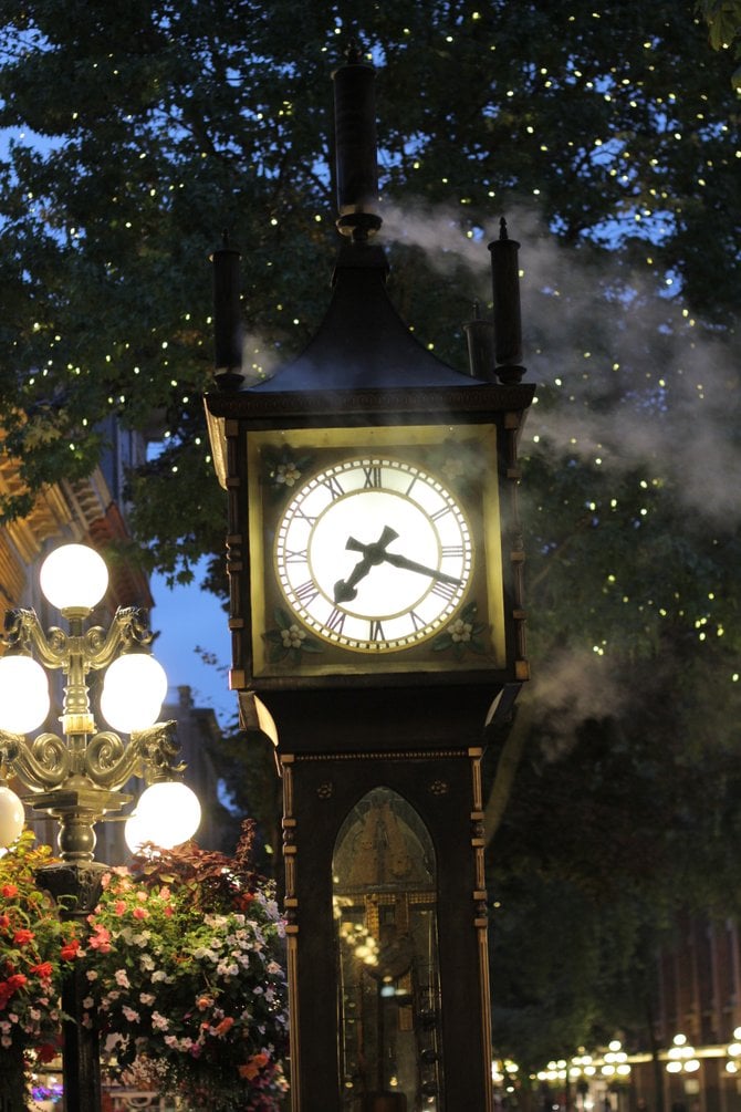 The Gas Town Steamclock in Vancouver, British Columbia. 
