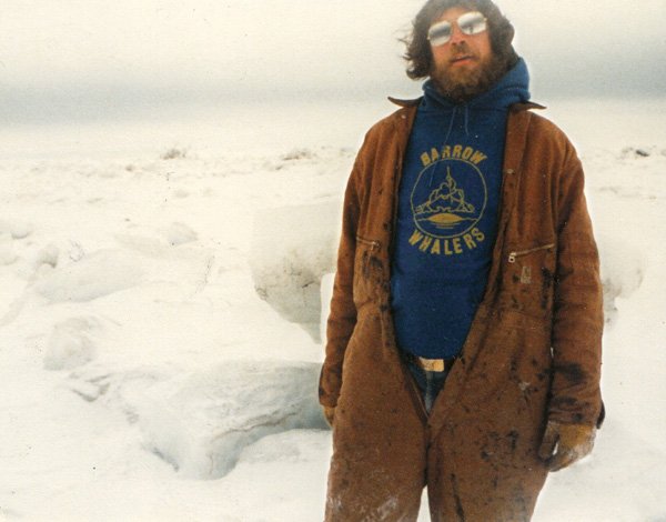Author Patrick Daugherty at Point Barrow Station in 1983. In winter, the temperature gets down to 30, 40, 50 below zero. One toils at a leisurely pace. 