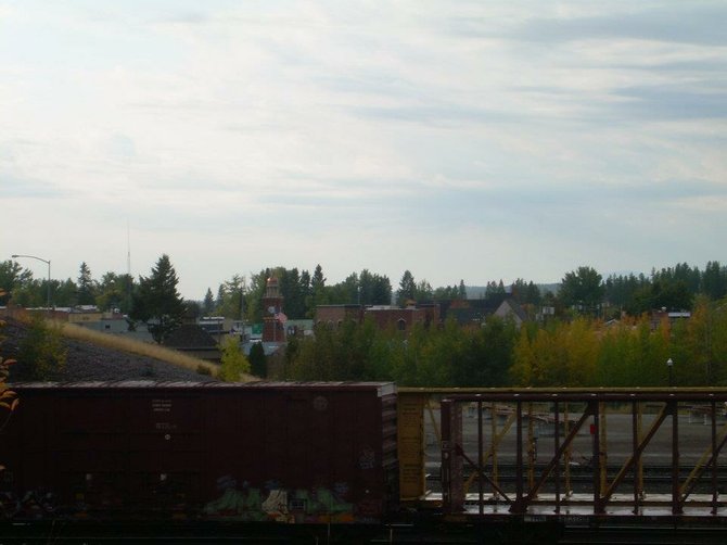 Looking out at Whitefish, Montana, from the railroad yard