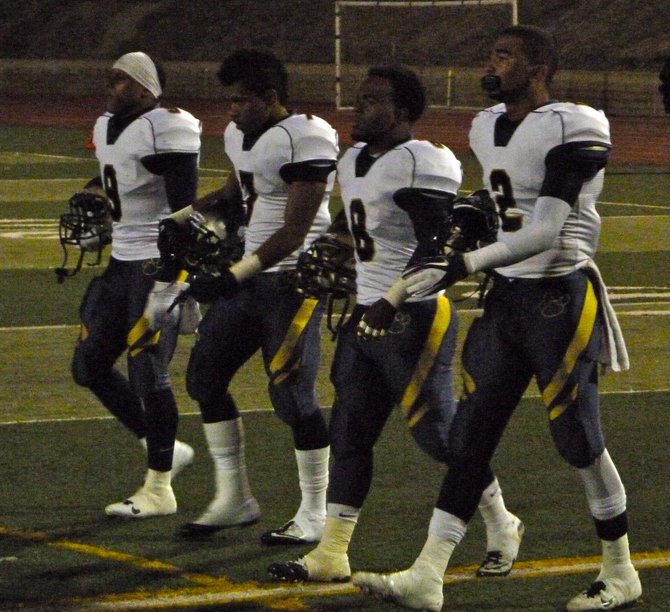 Morse's team captains take the field prior to the Tigers' Division II First Round game at Torrey Pines