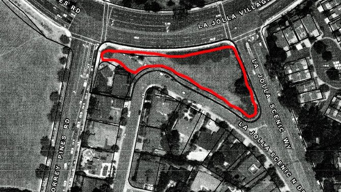  The red outline shows the 3/4-acre site on which the center would be built.