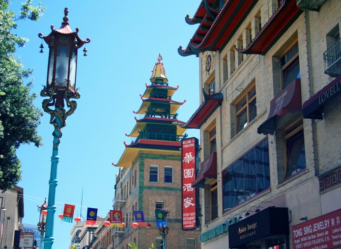 A view of Chinatown in San Francisco, CA