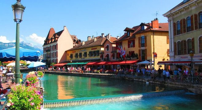 Strolling the riverfront in Annecy