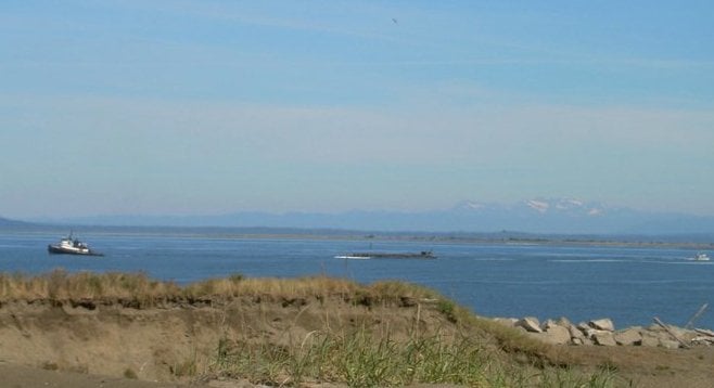 Bay near Westport, with Olympic Mountains in the background