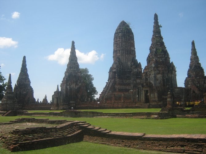 Wat Chai Wattanaram in the Ayutthaya temple complex. The Ayutthaya area was hit especially hard during the recent flooding in Thailand and Wat Chai Wattanaram, in particular, suffered major damage. It is currently closed.