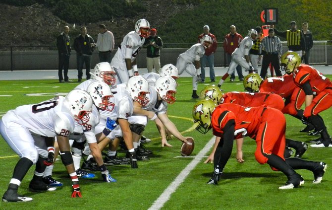 The line of scrimmage between Christian and Santa Fe Christian in the Division V Finals