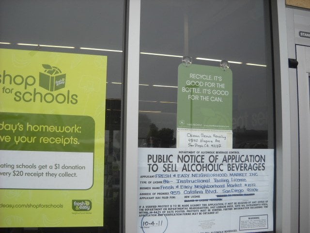 Fresh & Easy in Pt. Loma getting liquor license but also soliciting register receipts for schools!