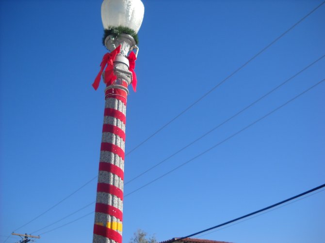 Decorated light posts in Point Loma on Dumas Street.