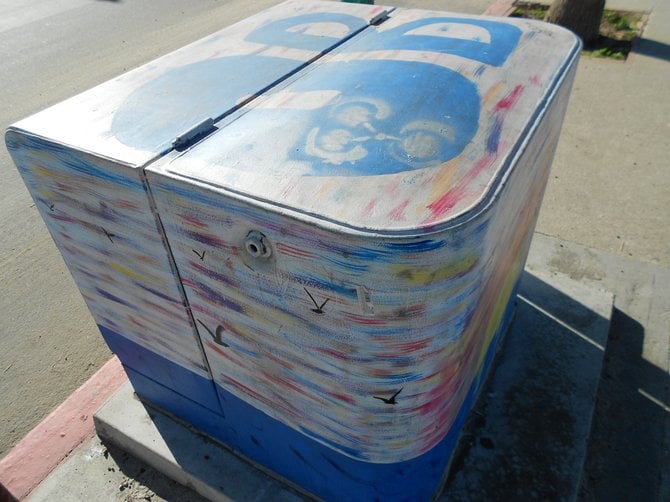 Colorful utility box along Abbott St. in Ocean Beach.