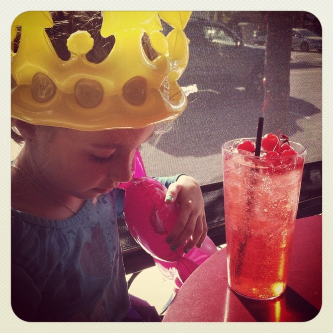 Bella with her Shirley Temple at Urban Mo's
