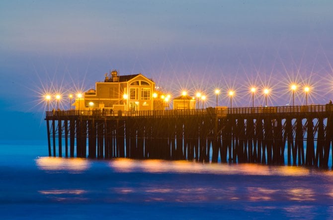 Oceanside pier at night