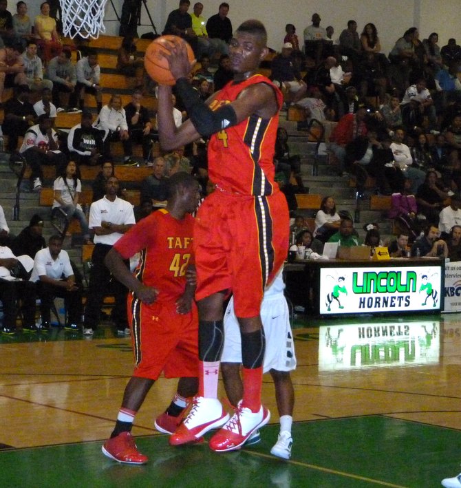 Taft forward Anthony January pulls down a rebound in the key
