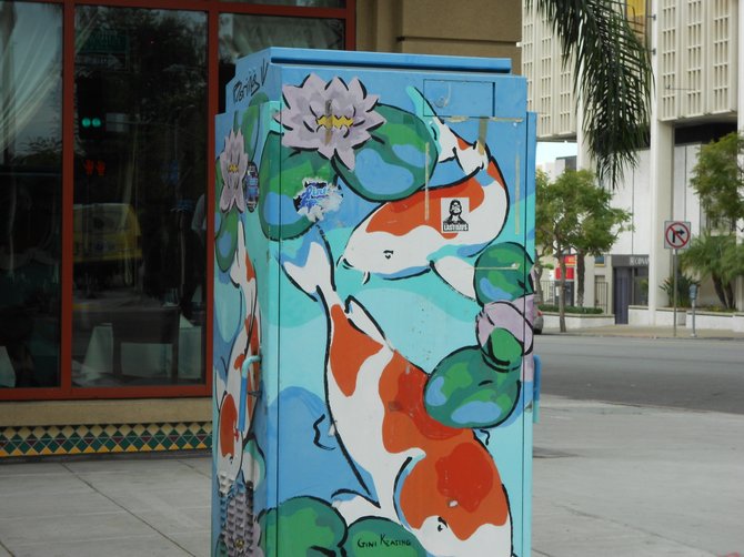 Colorful utility box art near Laurel and 5th Ave.