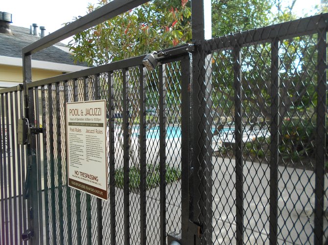 Mariner's Cove Apartment pool on lockdown.