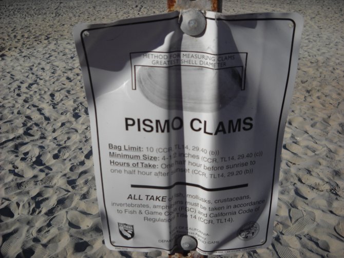 Pismo Clam sign at Imperial Beach.