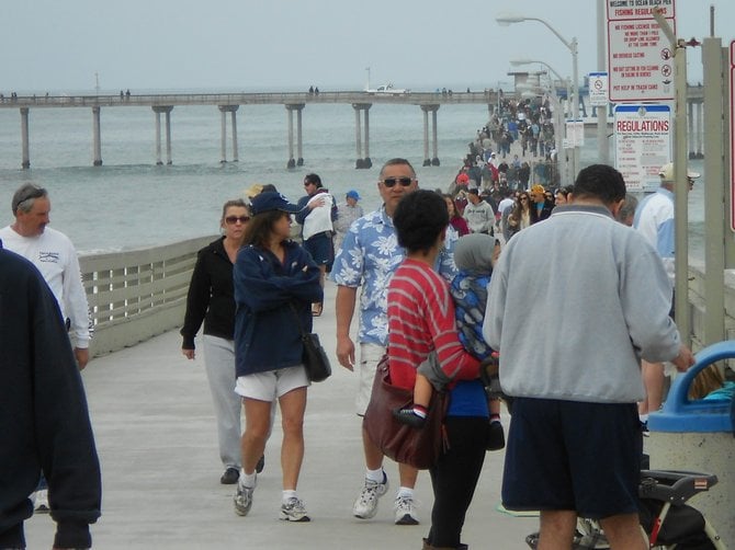 Busy OB Pier during big wave days.