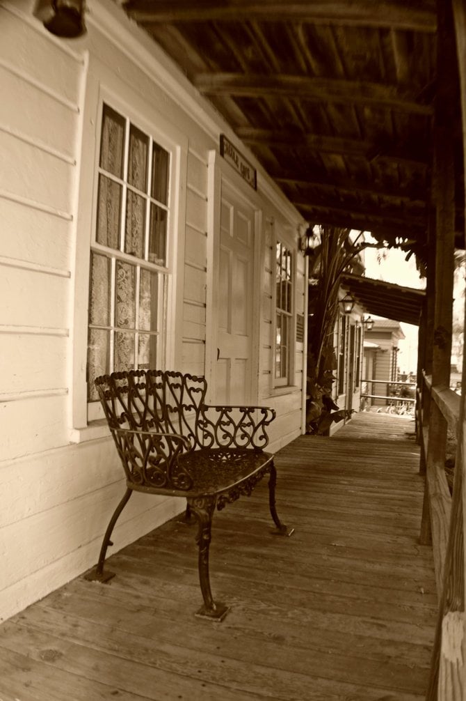 Porch of an old house behind the Whaley House