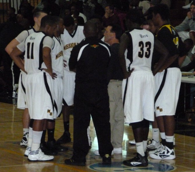 Mission Bay huddles up during a timeout