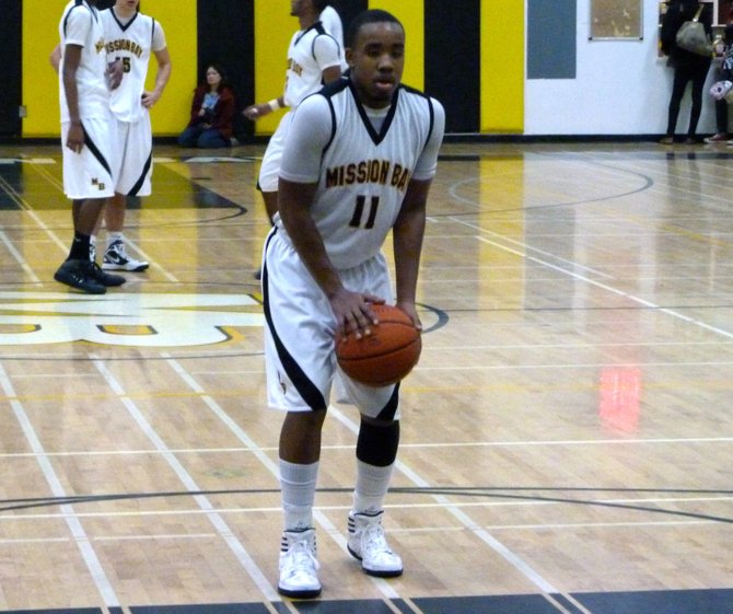 Mission Bay guard Jerald Albritton at the free throw line