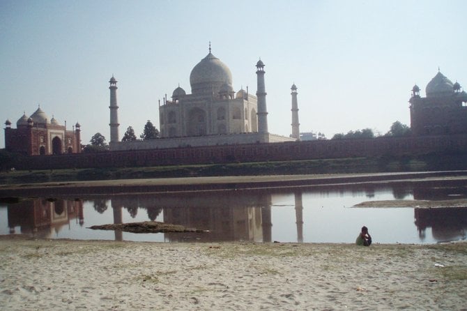 This photo of the Taj Mahal was taken from across the Yamuna River while sitting on a camel.